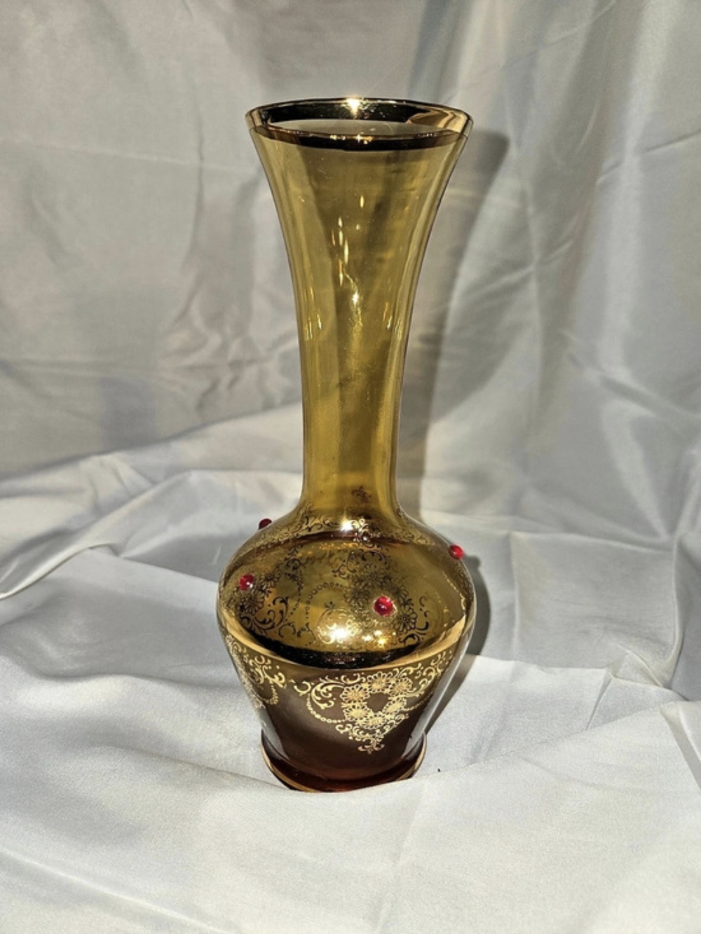 Gold-Tone Floral Decorative Vase